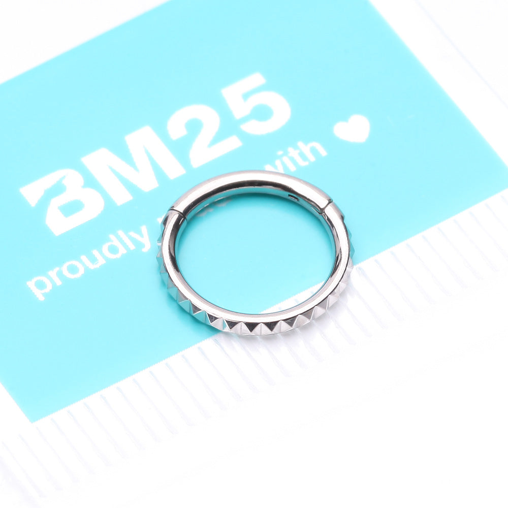 Detail View 4 of Implant Grade Titanium Pyramid Studded Geometric Seamless Clicker Hoop Ring