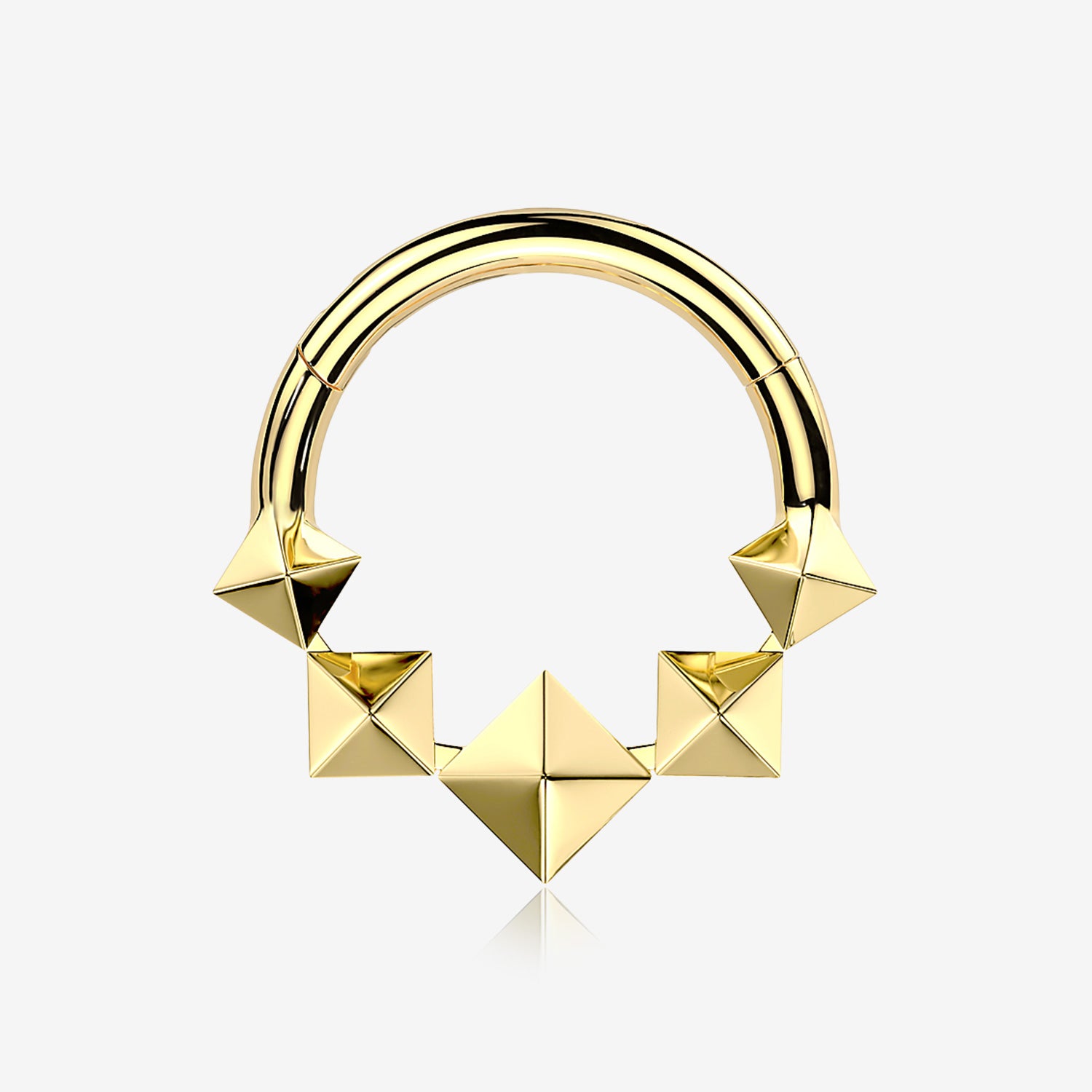 Implant Grade Titanium Golden Square Pyramid Prism Cascade Clicker Hoop Ring