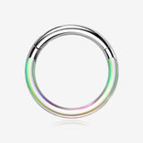 Implant Grade Titanium Iridescent Revo Lined Clicker Hoop Ring