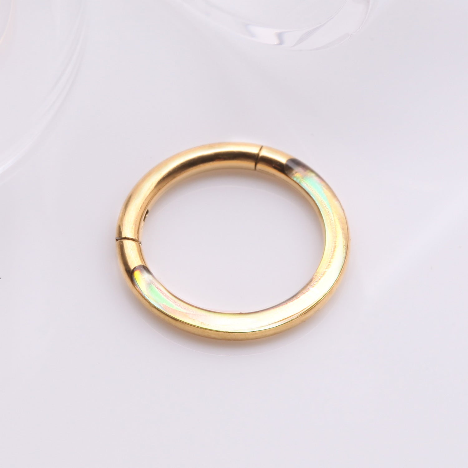 Detail View 1 of Implant Grade Titanium Golden Iridescent Revo Lined Clicker Hoop Ring
