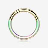 Implant Grade Titanium Golden Iridescent Revo Lined Clicker Hoop Ring