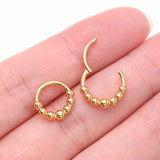 Detail View 3 of Implant Grade Titanium Golden Cascading Bali Beads Clicker Hoop Ring