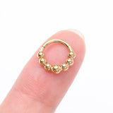 Detail View 2 of Implant Grade Titanium Golden Cascading Bali Beads Clicker Hoop Ring