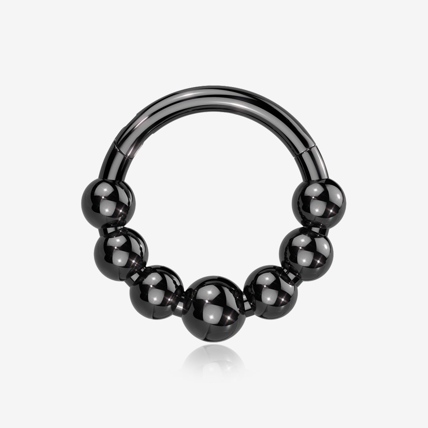 Implant Grade Titanium Blackline Cascading Bali Beads Clicker Hoop Ring