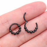 Detail View 3 of Implant Grade Titanium Blackline Cascading Bali Beads Clicker Hoop Ring