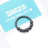 Detail View 4 of Implant Grade Titanium Blackline Cascading Bali Beads Clicker Hoop Ring