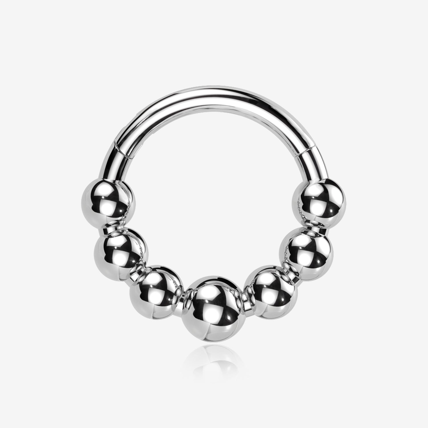 Implant Grade Titanium Cascading Bali Beads Clicker Hoop Ring