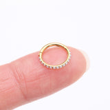 Detail View 2 of Implant Grade Titanium Golden Pearlescent Beads Lined Clicker Hoop Ring-White