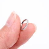 Detail View 2 of Implant Grade Titanium Pearlescent Beads Lined Clicker Hoop Ring-White