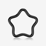 Implant Grade Titanium Blackline Star Basic Geometric Clicker Hoop Ring