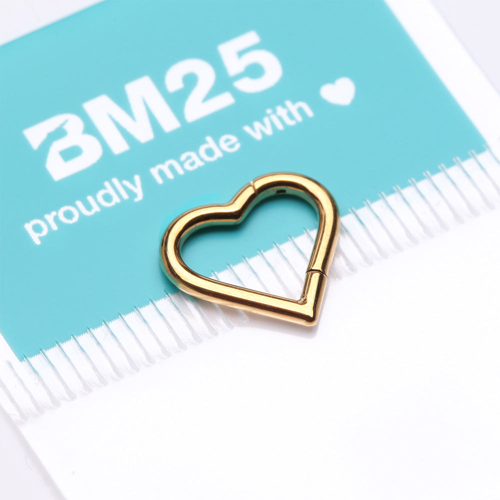 Detail View 3 of Implant Grade Titanium Golden Heart Basic Geometric Clicker Hoop Ring
