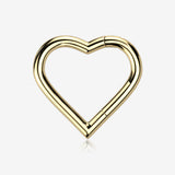 Implant Grade Titanium Golden Heart Basic Geometric Clicker Hoop Ring