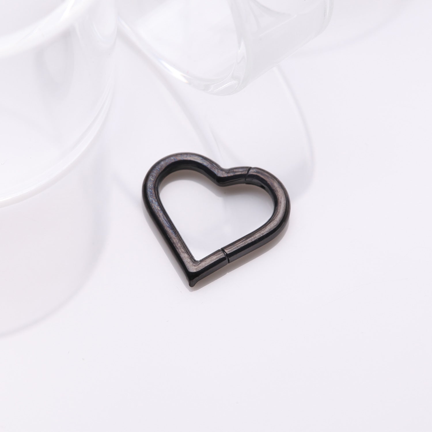 Detail View 1 of Implant Grade Titanium Blackline Heart Basic Geometric Clicker Hoop Ring