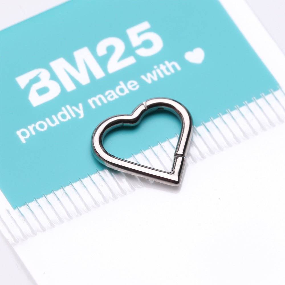 Detail View 3 of Implant Grade Titanium Heart Basic Geometric Clicker Hoop Ring