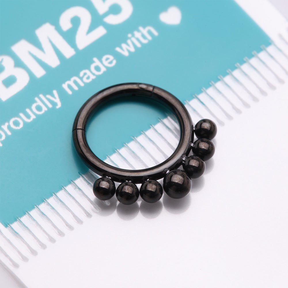 Detail View 4 of Implant Grade Titanium Blackline Bali Beads Clicker Hoop Ring
