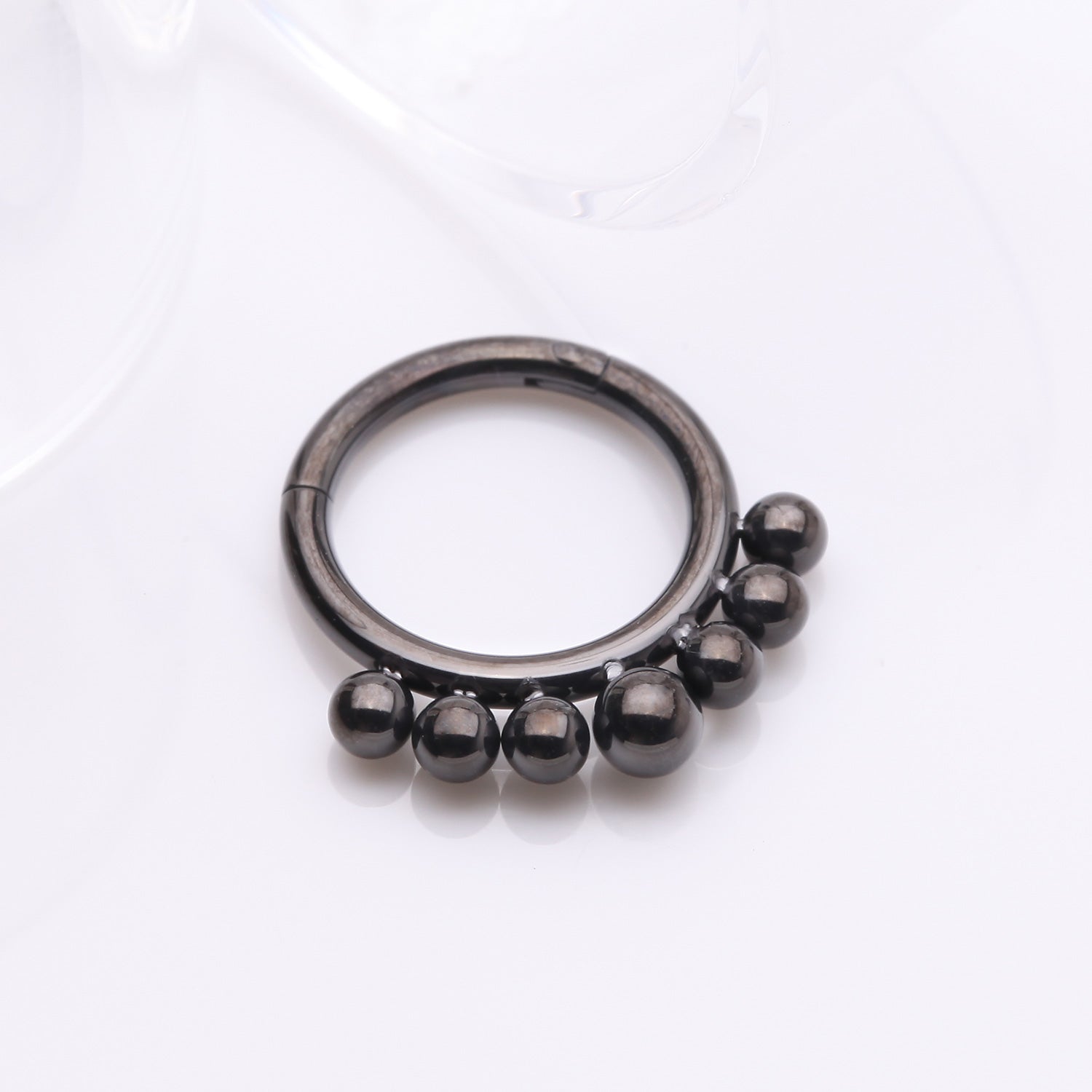Detail View 1 of Implant Grade Titanium Blackline Bali Beads Clicker Hoop Ring