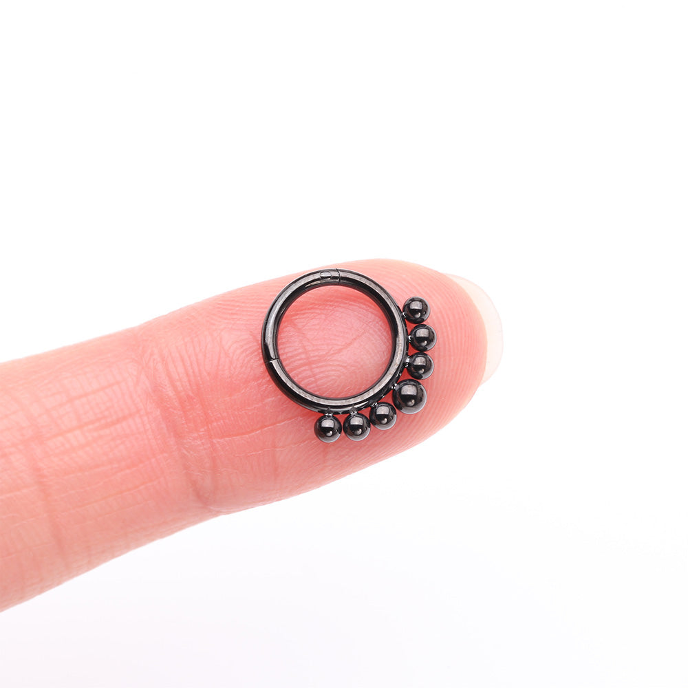 Detail View 2 of Implant Grade Titanium Blackline Bali Beads Clicker Hoop Ring