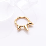 Detail View 1 of Implant Grade Titanium Golden Bali Studded Spikes Clicker Hoop Ring