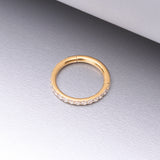 Detail View 1 of Pure24K Implant Grade Titanium Brilliant Sparkle Gems Lined Seamless Clicker Hoop Ring-Clear Gem