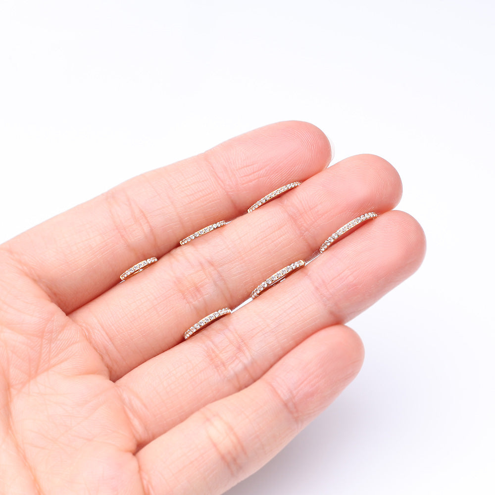 Detail View 3 of Pure24K Implant Grade Titanium Brilliant Sparkle Gems Lined Seamless Clicker Hoop Ring-Clear Gem