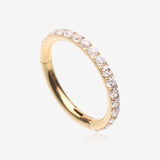Pure24K Implant Grade Titanium Brilliant Sparkle Gems Lined Seamless Clicker Hoop Ring