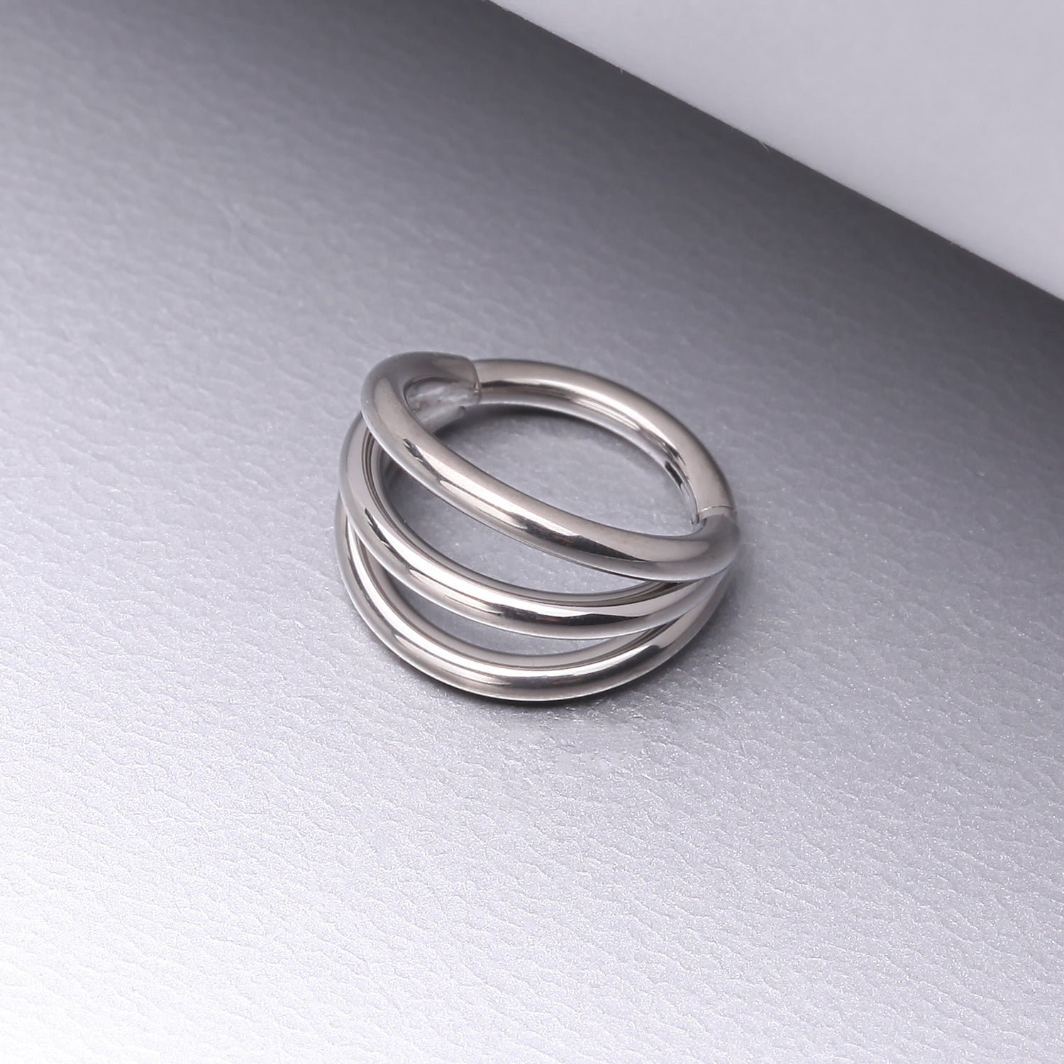 Detail View 1 of Implant Grade Titanium Triple Row Hoops Steel Seamless Clicker Hoop Ring