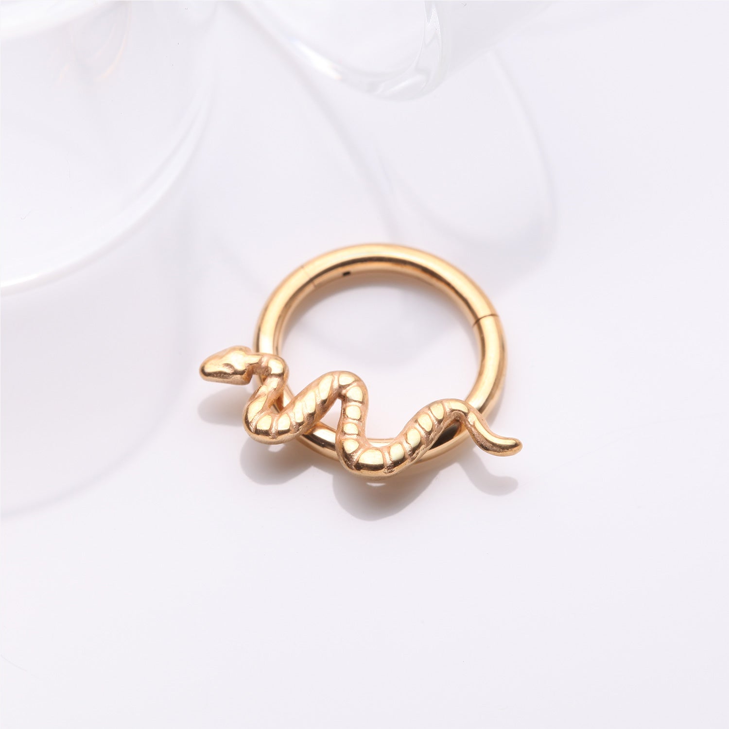 Detail View 1 of Implant Grade Titanium Golden Snake Swiggle Clicker Hoop Ring