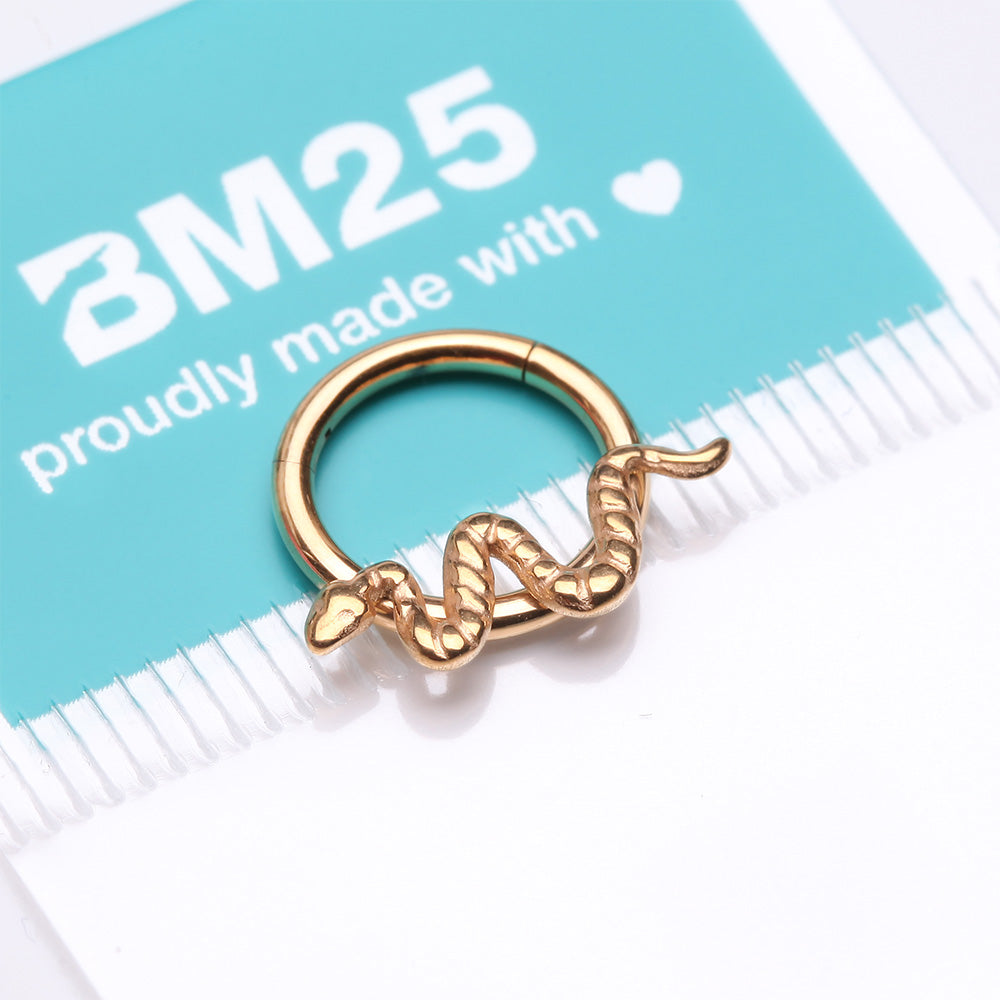 Detail View 3 of Implant Grade Titanium Golden Snake Swiggle Clicker Hoop Ring