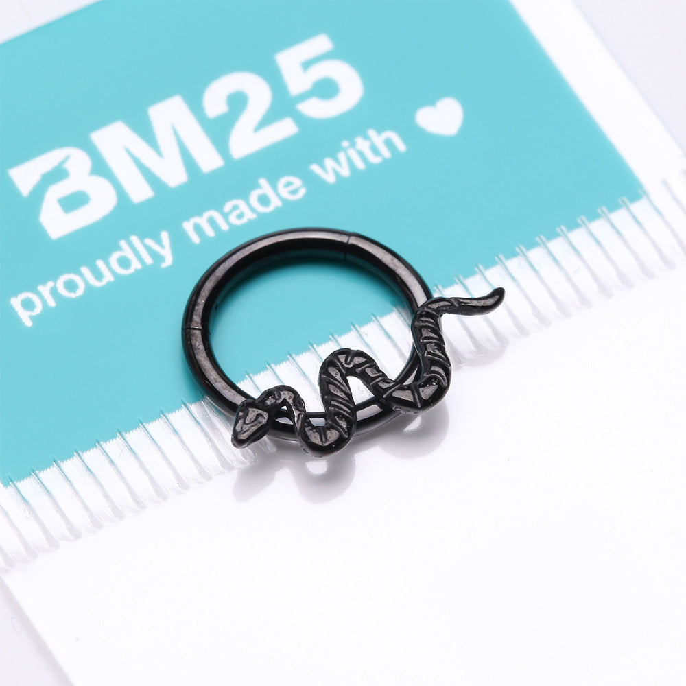 Detail View 3 of Implant Grade Titanium Blackline Snake Swiggle Clicker Hoop Ring