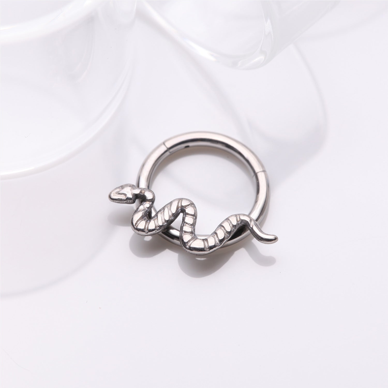 Detail View 1 of Implant Grade Titanium Snake Swiggle Clicker Hoop Ring