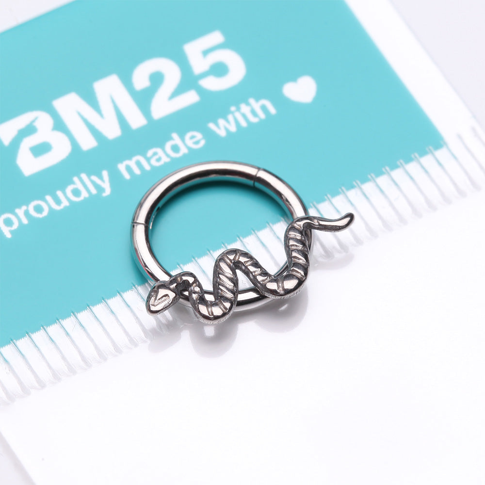 Detail View 3 of Implant Grade Titanium Snake Swiggle Clicker Hoop Ring