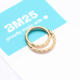 Detail View 4 of Pure24K Implant Grade Titanium Hammered Accent Double Loop Clicker Hoop Ring