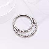 Detail View 1 of Implant Grade Titanium Hammered Accent Double Loop Clicker Hoop Ring
