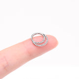 Detail View 2 of Implant Grade Titanium Hammered Accent Double Loop Clicker Hoop Ring