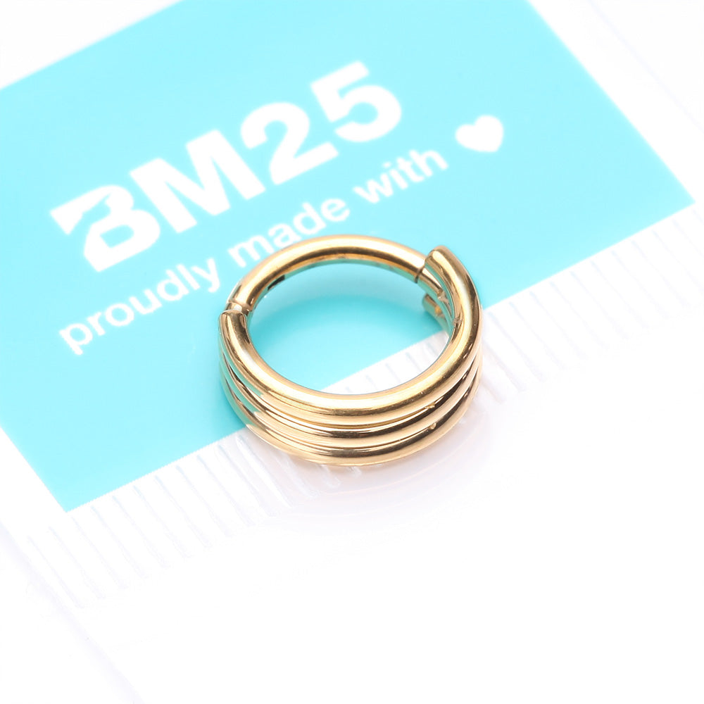 Detail View 4 of Pure24K Implant Grade Titanium Triple Stack Seamless Clicker Hoop Ring