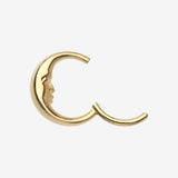 Detail View 1 of Pure24K Implant Grade Titanium Vintage Crescent Moon Face Clicker Hoop Ring