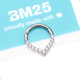 Detail View 4 of Implant Grade Titanium Sparkle Chevron Teardrop Clicker Hoop Ring-Clear Gem