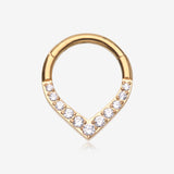 Pure24K Implant Grade Titanium Sparkle Chevron Teardrop Clicker Hoop Ring