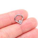 Detail View 2 of Implant Grade Titanium Sparkle Lined Center Gem Clicker Hoop Ring-Clear Gem