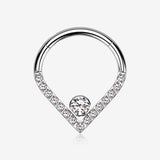 Implant Grade Titanium Sparkle Lined Center Gem Clicker Hoop Ring-Clear Gem