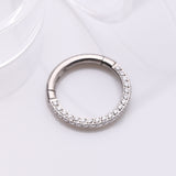 Detail View 1 of Implant Grade Titanium Brilliant Sparkle Pave Encircle Clicker Hoop Ring