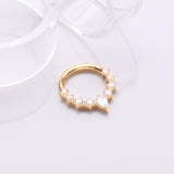 Detail View 1 of Pure24K Implant Grade Titanium Goddess Prong Teardrop Sparkle Clicker Hoop Ring-Clear Gem