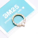 Detail View 3 of Pure24K Implant Grade Titanium Goddess Prong Teardrop Sparkle Clicker Hoop Ring-Clear Gem