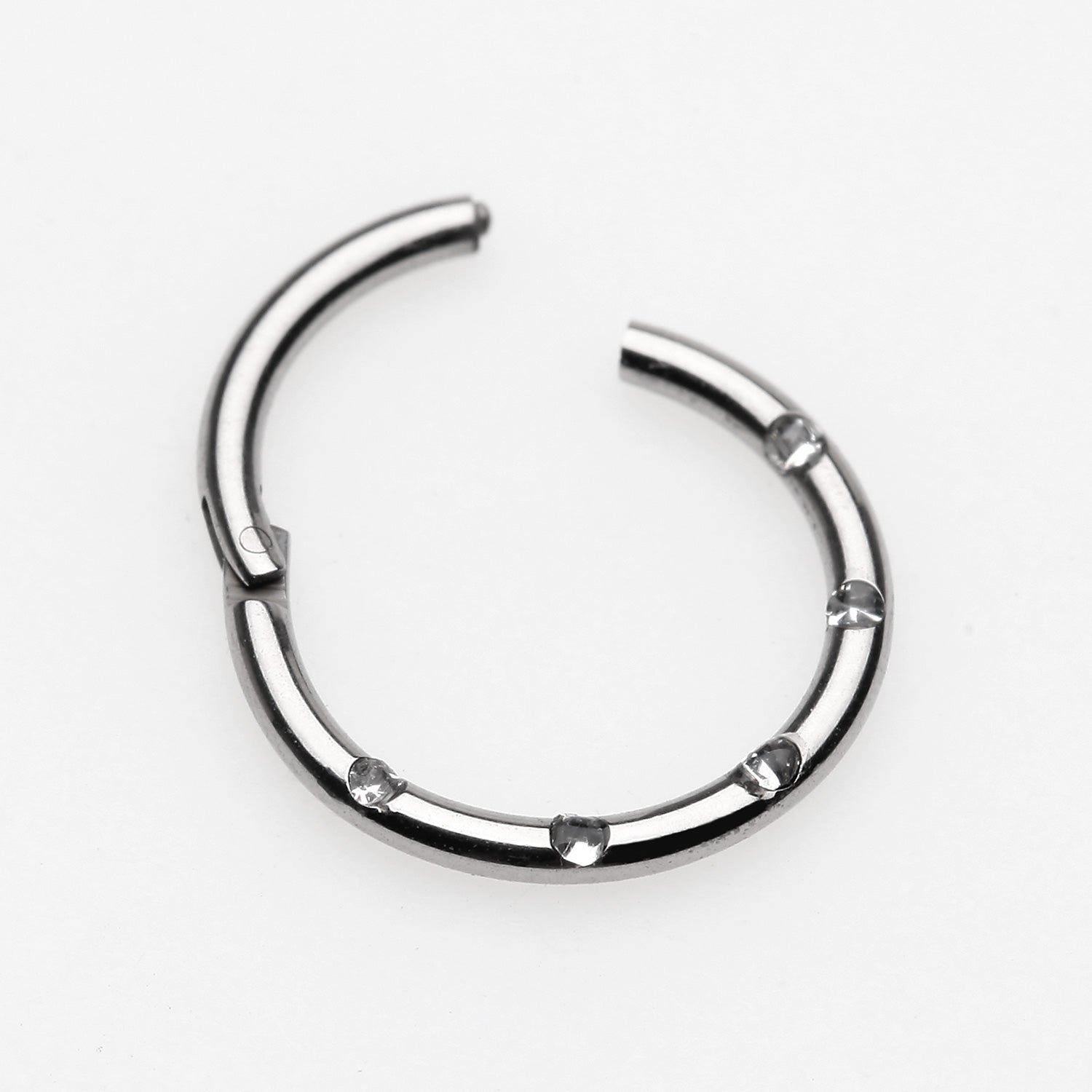 Detail View 1 of Implant Grade Titanium Multi-Gem Seamless Clicker Ring-Clear Gem