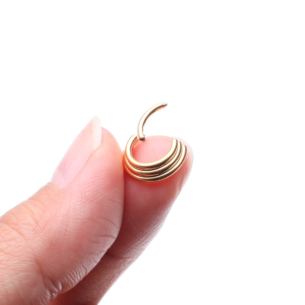 Detail View 3 of Pure24K Implant Grade Titanium Triple Stagger Seamless Clicker Hoop Ring