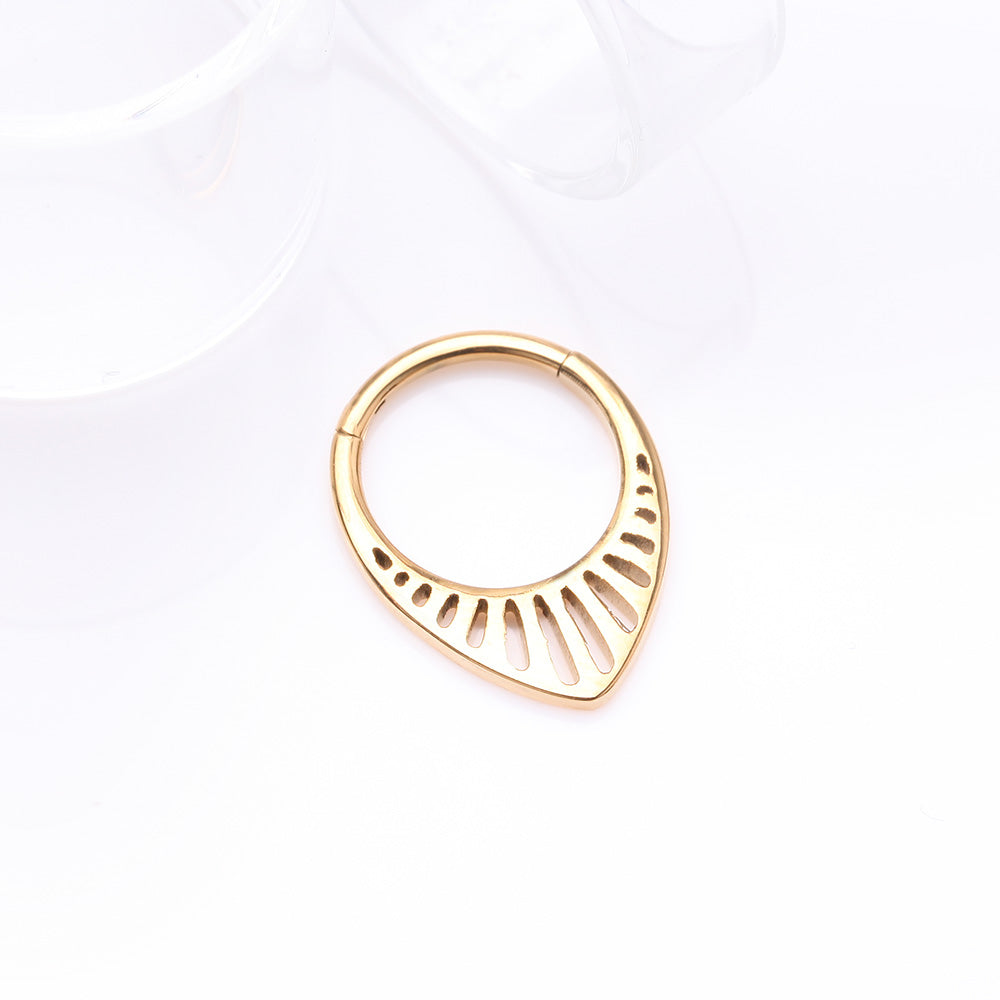 Detail View 2 of Pure24K Implant Grade Titanium Grand Tiara Teardrop Clicker Hoop Ring