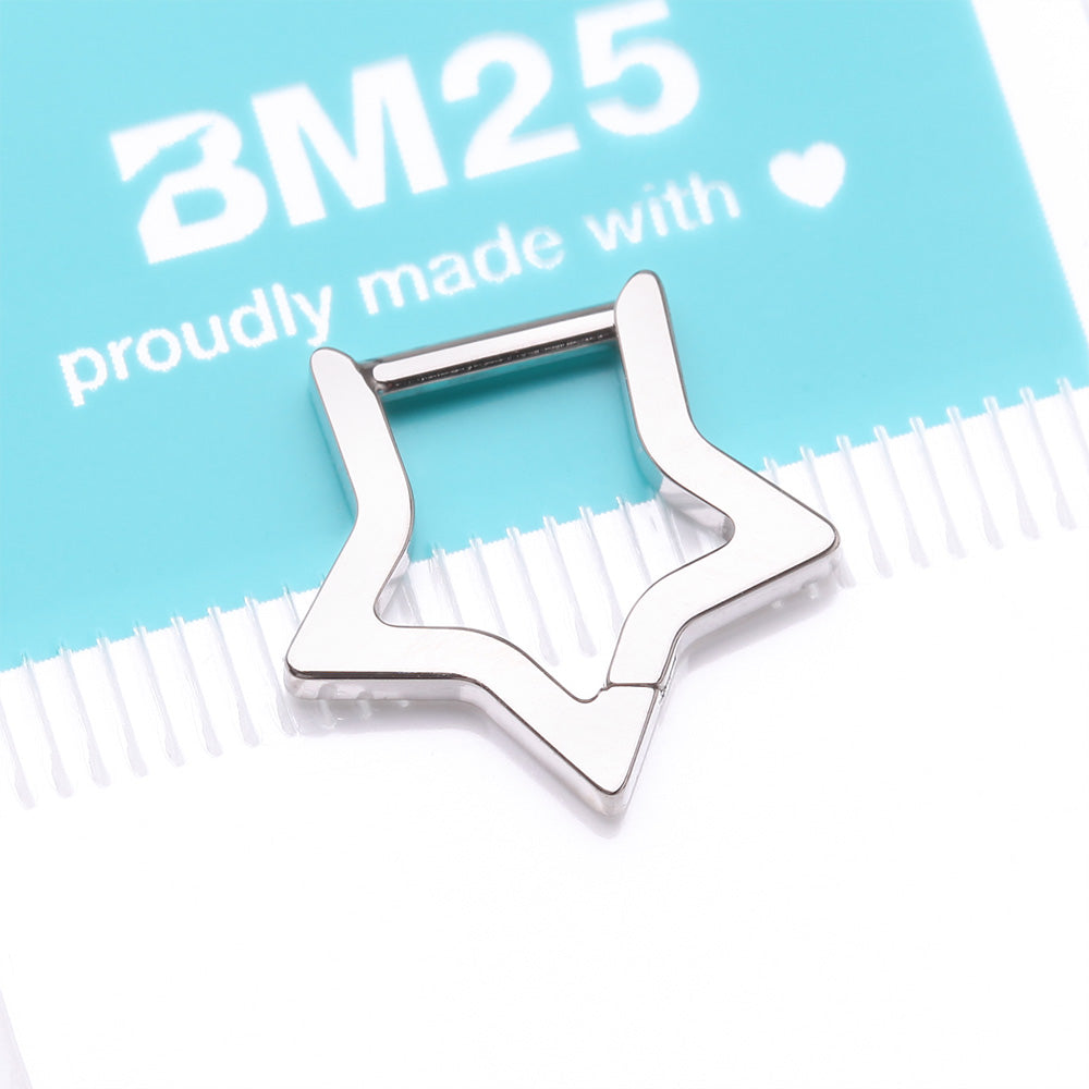 Detail View 4 of Implant Grade Titanium Basic Hollow Star Clicker Hoop Ring