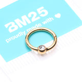 Detail View 4 of Pure24K Implant Grade Titanium Front Gem Ball CBR Style Seamless Clicker Hoop Ring-Clear Gem