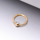 Detail View 1 of Pure24K Implant Grade Titanium Front Gem Ball CBR Style Seamless Clicker Hoop Ring-Clear Gem