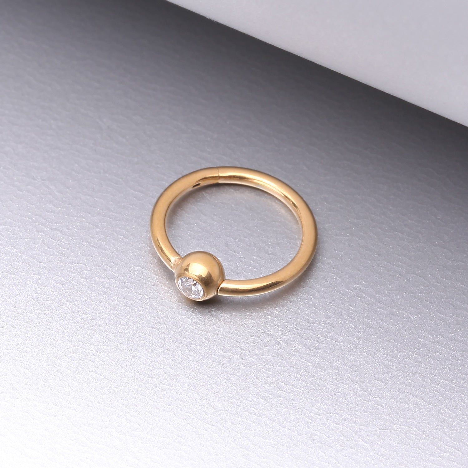 Detail View 1 of Pure24K Implant Grade Titanium Gem Ball CBR Style Seamless Clicker Hoop Ring-Clear Gem